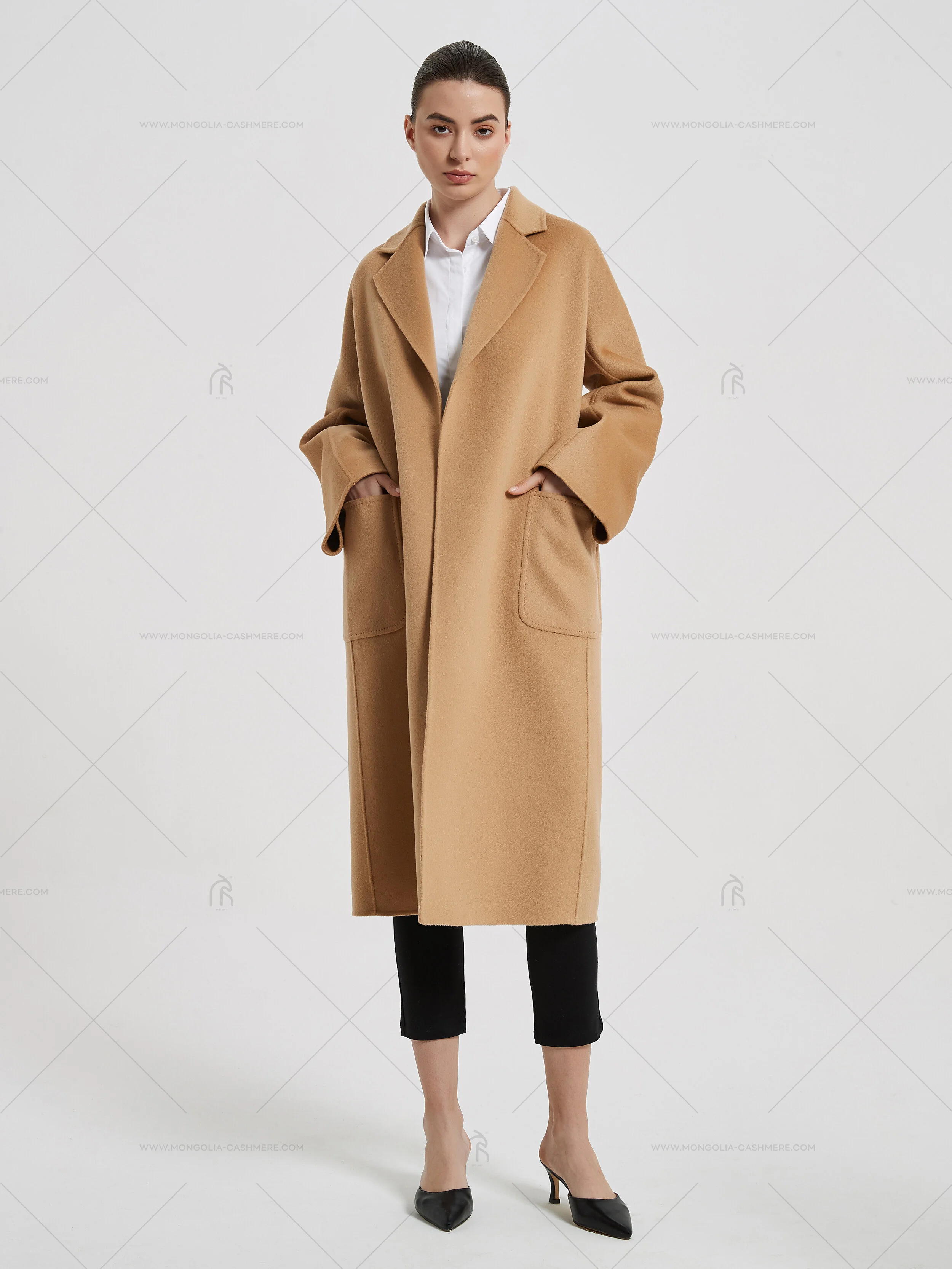 トップス text markaware mongolian cashmere suits 100% Mongolian Cashmere Stand Collar Blazer in Camel